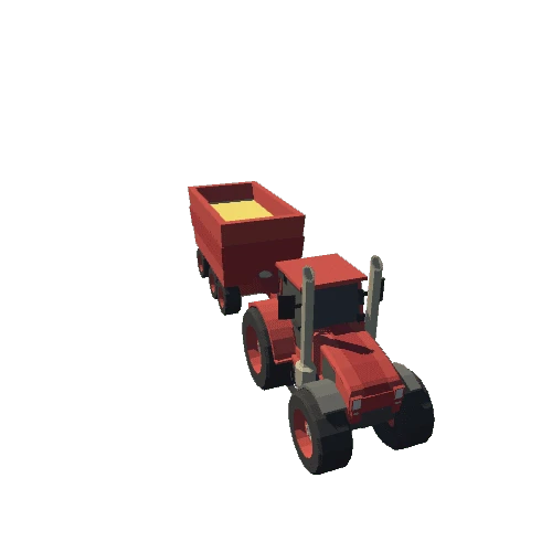 Tractor Red With Wagon
